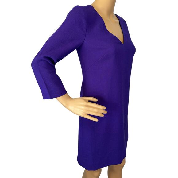 2/$30 J. Crew Pure Wool Crepe V-Neck Dress Purple Fresh Violet 97450 Size 00 - Picture 4 of 13